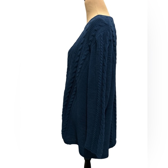 J. Jill Sz 2X Blue Cable Knit Tunic Sweater Womens 100% Polyester Soft Warm Cozy - Picture 5 of 11